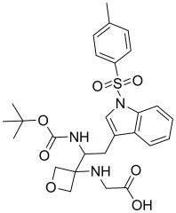 (3-(1-((tert-butoxycarbonyl)amino)-2-(1-tosyl-1H-indol-3-yl)ethyl)oxetan-3-yl)glycine