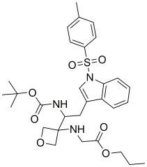 propyl (3-(1-((tert-butoxycarbonyl)amino)-2-(1-tosyl-1H-indol-3-yl)ethyl)oxetan-3-yl)glycinate