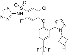4-[2-[1-(3-azetidinyl)-1h-pyrazol-5-yl]-4-(trifluoromethyl)phenoxy]-5-chloro-2-fluoro-n-1,3,4-thiadiazol-2-yl benzenesulfonamide