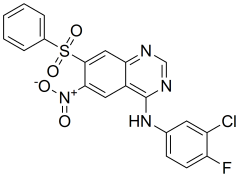7-(benzenesulfonyl)-N-(3-chloro-4-fluorophenyl)-6-nitroquinazolin-4-amine