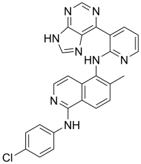 N5-(3-(9H-purin-6-yl)pyridin-2-yl)-N1-(4-chlorophenyl)-6-methylisoquinoline-1,5-diamine dihydrochloride