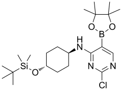 2-chloro-N-[trans-4-[(tert-butyldimethylsilyl)oxy]cyclohexyl]-5-(tetramethyl-1,3,2-dioxaborolan-2-yl)pyrimidin-4-amine