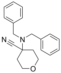 4-(dibenzylamino)oxane-4-carbonitrile